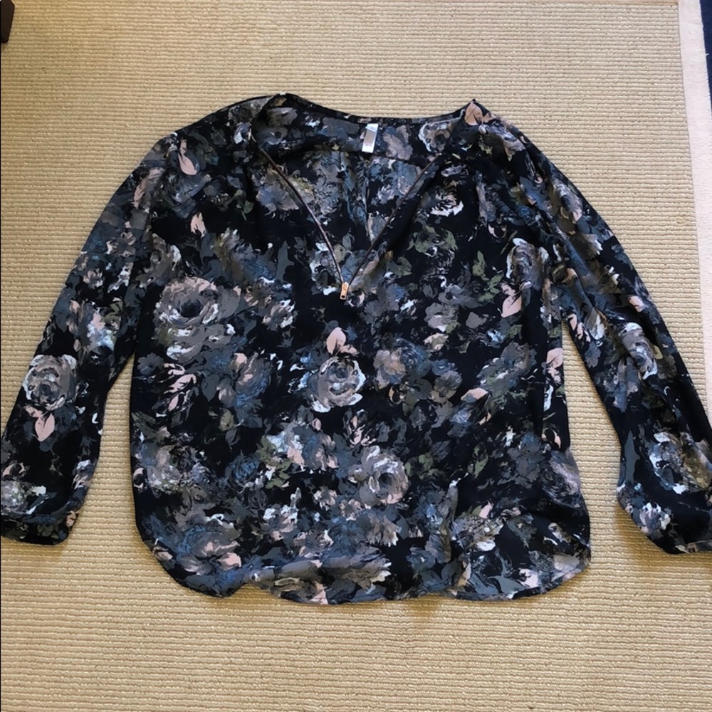 Floral Zipper Blouse